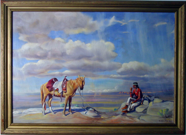 H.H. Betts 29 x 42 oc - Indian & Horse