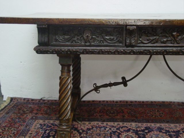 17th c. Spanish Colonial table w. wr. iron cu