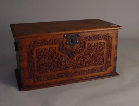 19th c. highly carved walnut box