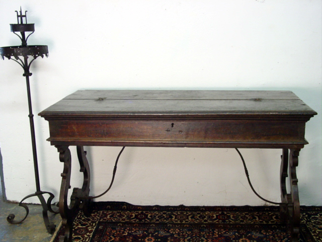 19th. c. Spanish Colonial fold open writing desk front closed