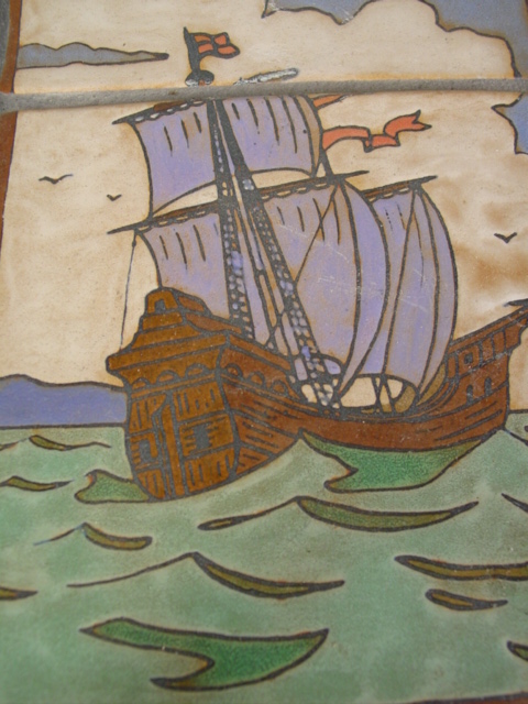 2-Tile Wr. iron ship plaque cu