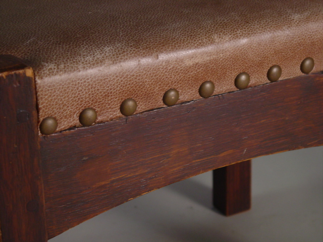Leather top Mission footstool detail
