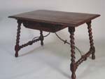 19th c. Spanish Colonial rope twist library table w. wrought iron