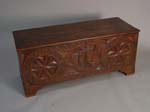 19th c. hand carved chest w. ship motif