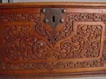 19th c. highly carved walnut box detail