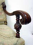Highly Carved Walnut Spanish Revival Chair arm