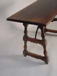 Walnut Spanish Revival table w. wrought iron side