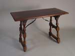 Walnut Spanish Revival table w. wrought iron