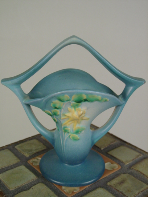 Roseville basket vase