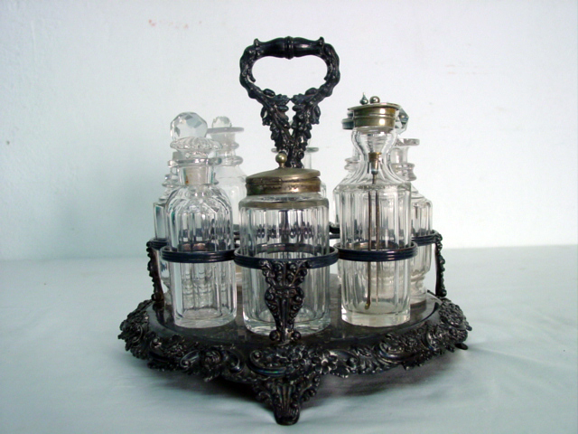 Victorian 8 bottle cruet set