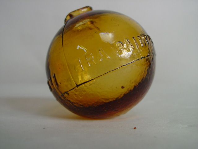 Ira Paine filled ball patent Oct.23,1877 Amber 3 in