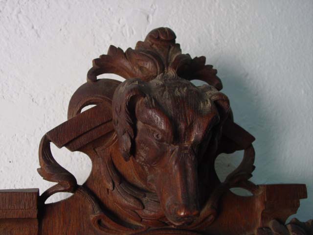 Carved French clock w hunting motif J. Laborde cu