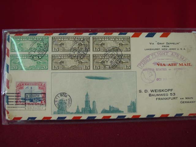 First flight mail from America to Germany, March 1928.