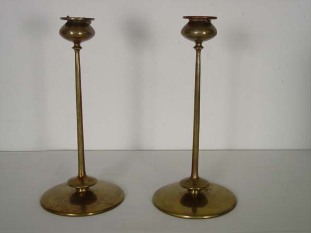 Signed bronze candlesticks