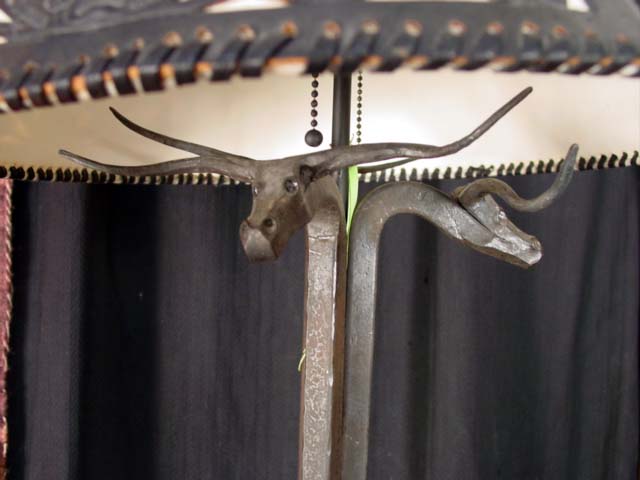 Wrought iron floor lamp steer cu