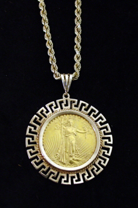 20 dollar Gold Coin pendant and rope necklace 2