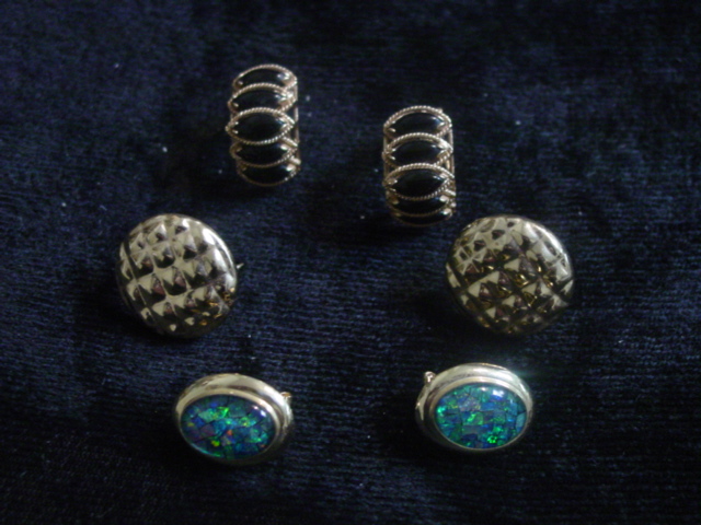 3 Pair 14kt gold earrings
