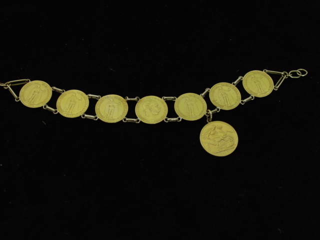 British Gold Coin bracelet - 8 coins
