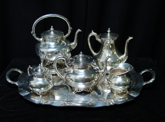 Ornare Sterling 930 Heavy tray coffee water tea set 6 pc