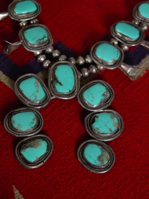 Squash blossom turquoise necklace cu