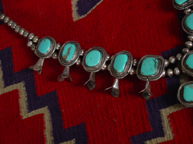 Squash blossom turquoise necklace detail
