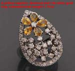 Yellow sapphire,diamonds and 14k white gold ring total diamond weight 1.15cts