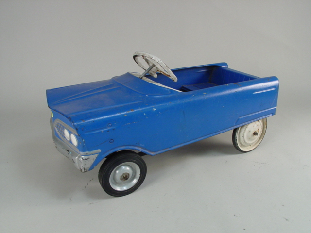 blue pedal car